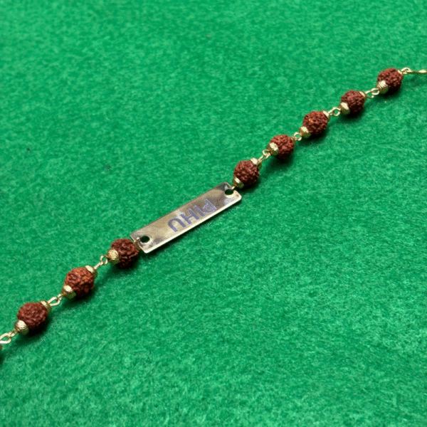 Rudraksh Rakhi Gold Plated (with name) - Image 2