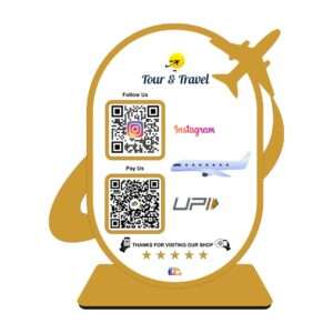 Customised Smart NFC 2 QR Standee | UV Printed | Tour and Travels | Globe Edition | Portrait