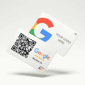 Google Review NFC & QR Card | Custom logo & Design Available | White