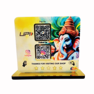 Customised Smart NFC 2 QR Standee | UV Printed | Ganesh Maharaj