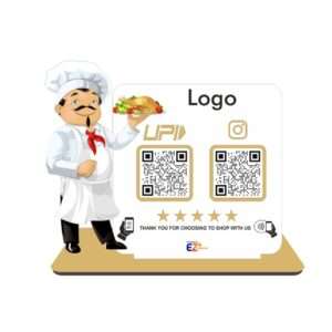 Smart NFC 2 QR Standee | UV Printed | Restaurant Chef | Custom Model