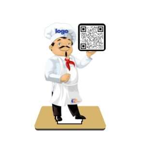 Smart NFC 1 QR Standee | UV Printed | Restaurant Chef | Custom Model | Any QR