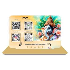 Customised Smart NFC 4 QR Standee | UV Printed | Ganesh Maharaj