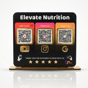 Smart NFC 3 QR Standee | UV Printed  | Theme Based | Black