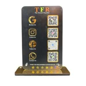 Smart NFC 4 QR Standee | UV Printed | Standard (portrait) Black