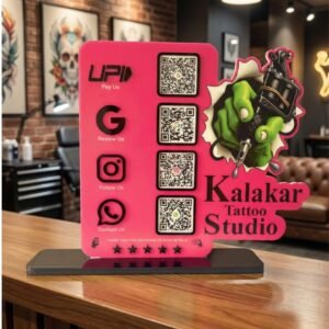 Smart NFC 4QR Standee - For Tattoo Parlour | 13 x 11 inch
