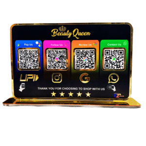 Smart NFC 4 QR Standee | UV Printed  | Premium | Theme Based | Black