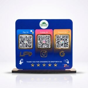 Smart NFC 3 QR Standee | UV Printed  | Theme Based | Blue