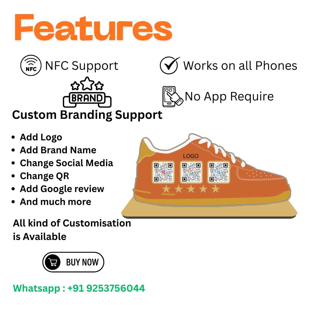 Smart NFC 3 QR Standee | UV Printed | Shoe Shape - Image 3