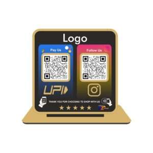 Smart NFC 2 QR Standee | UV Printed | Theme Based | Premium | Black