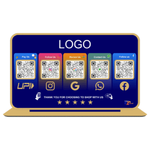 Smart NFC 5 QR Standee | UV Printed  | Premium | Theme Based | Blue