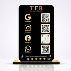 Smart NFC 4 QR Standee | UV Printed | Standard (portrait) Black