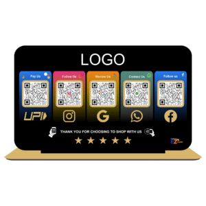 Smart NFC 5 QR Standee | UV Printed  | Theme Based | Black