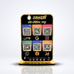 Premium Smart NFC 6QR Table Top Standee | Social Media Theme Edition| Black
