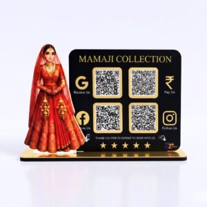 Bridal Cutout Smart NFC 4QR Standee - For Beauty Parlour & Garment Shop