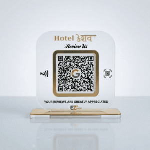 Premium Smart NFC Single QR – Frosted–Tabletop Standee