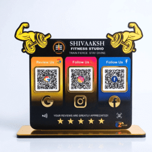 Customised Smart NFC 3 QR Standee-Gym Edition-Black