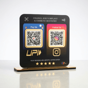 Smart NFC 2 QR Standee | UV Printed | Theme Based | Black