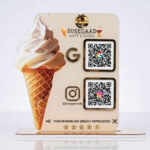 Ice Cream Cutout Smart NFC 2QR Standee - For Ice Cream Parlour