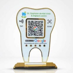 Premium Dental Tooth Shaped NFC Single QR Standee - Google Review | Instagram | UPI